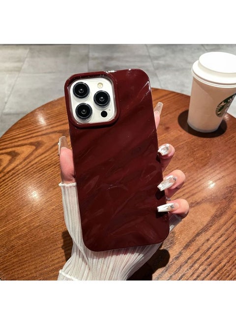 Digital Computer/For Iphone Protective Case - Transparent Frosted Matte Design-Color:WT Solid Color Pleated Wine Red-Applicable Model:14 (without Packing)