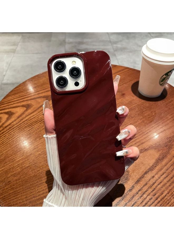Digital Computer/For Iphone Protective Case - Transparent Frosted Matte Design-Color:WT Solid Color Pleated Wine Red-Applicable Model:14 (without Packing)