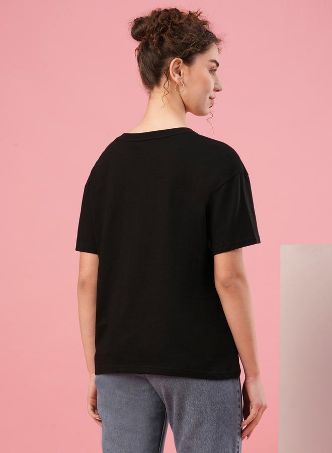 globus Slogan Print Round Neck Cotton T-Shirt - Image 3