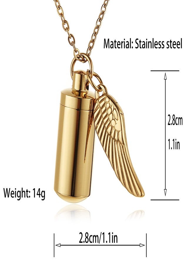 STWTR Stainless Steel Cylindrical Souvenir Capsule Pill Pendant Necklace, Cremated Ashes Pill Container Necklace (Gold-A) - Image 2