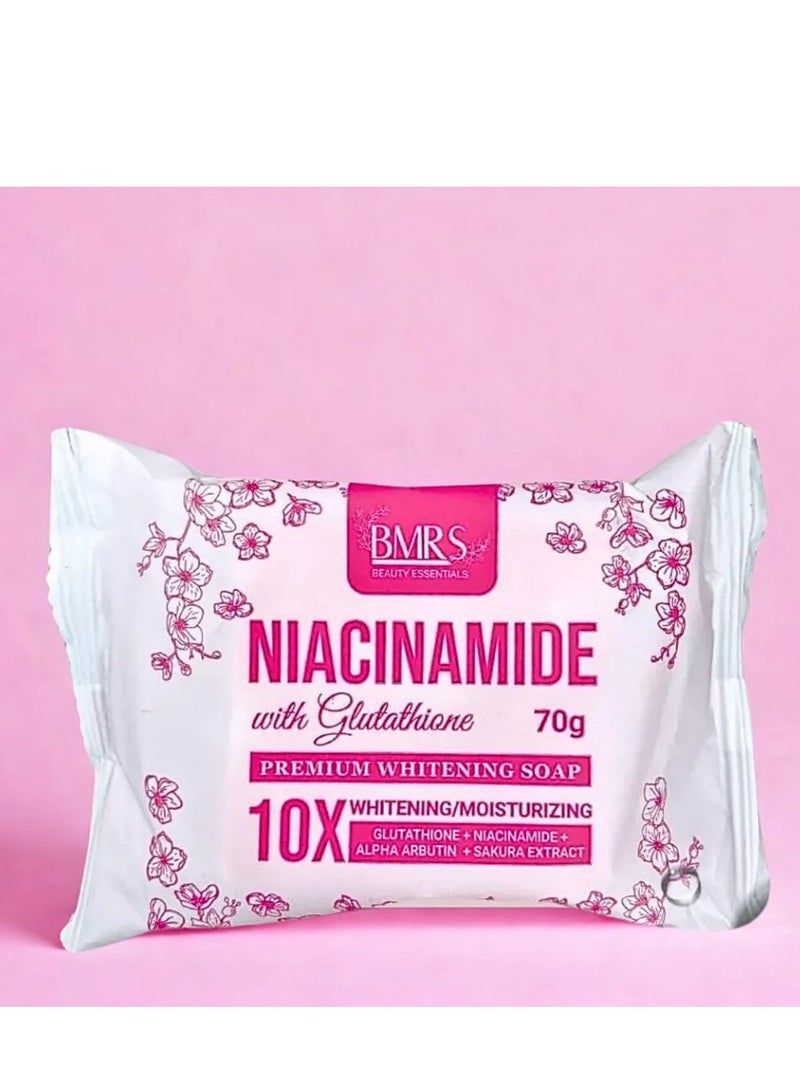 BMRS Niacinamide with Glutathione Soap Pack of 4 Whitening and Brightening Face and Body 70g Each - Image 2