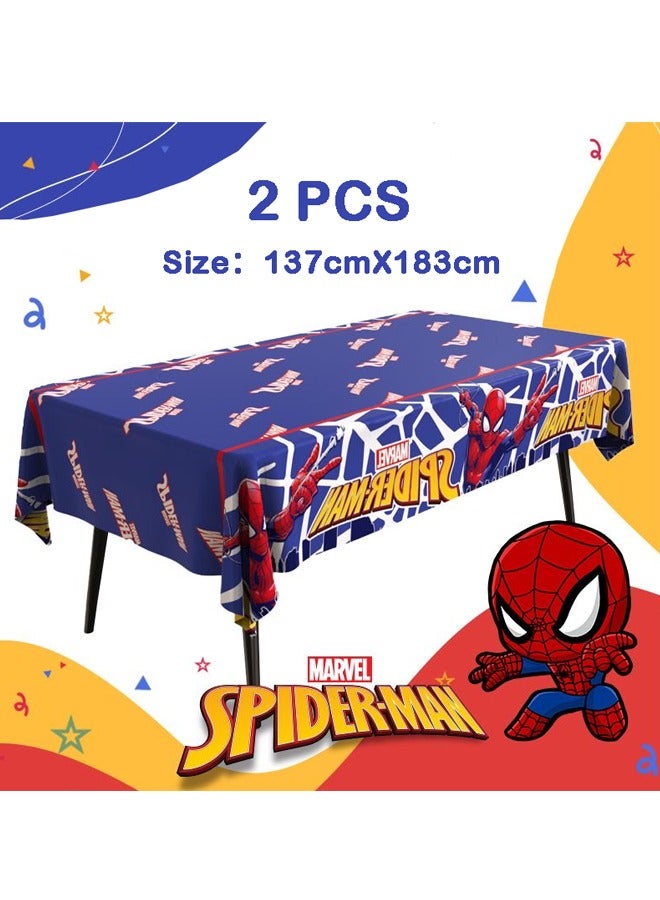 2 PCS Spider-Man pattern disposable waterproof birthday tablecloth party supplies decorative tablecloth (size: 137cm*183cm) - Image 1