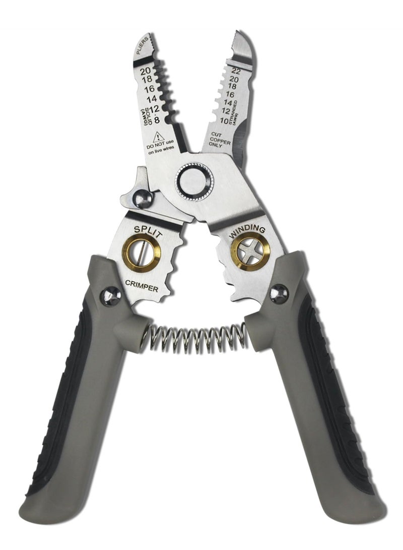 Multifunctional Wire Stripper and Cutter Pliers for 8-22 AWG Wires, Cable Crimper and Splitter, Essential Tool for Electricians and DIY Enthusiasts - Image 1