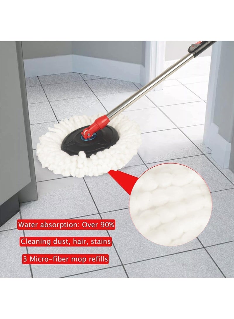 360° Spin Mop and Bucket Set with Stainless Steel Wringer, Adjustable Telescopic Handle, 2 Microfibre Mop Heads, for Home and Kitchen Floor  Cleaning - Image 5