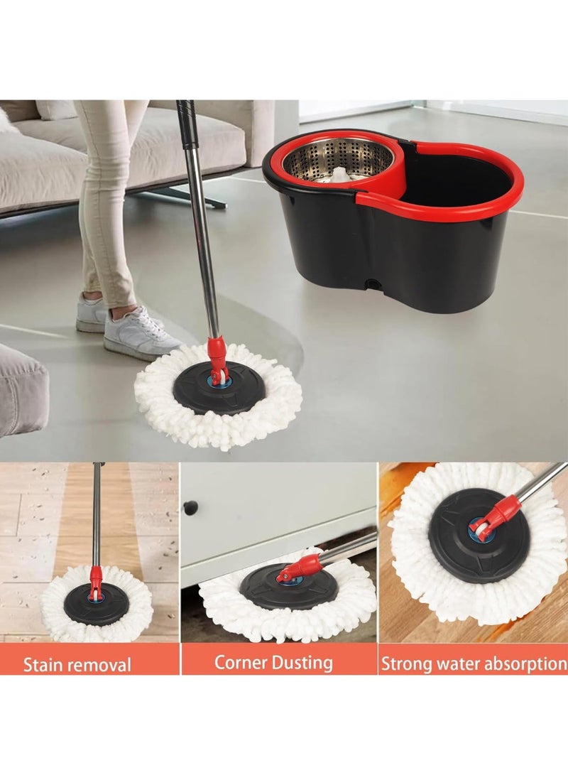 360° Spin Mop and Bucket Set with Stainless Steel Wringer, Adjustable Telescopic Handle, 2 Microfibre Mop Heads, for Home and Kitchen Floor  Cleaning - Image 4