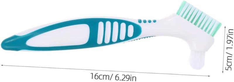 2Pcs Double Sided Denture Brush With Cushion Grip Denture Cleaners Toothbrush - Image 3