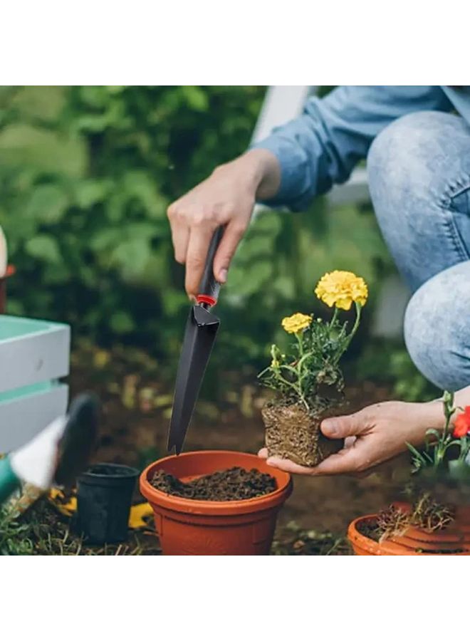 Black Ergonomic Garden Shovel with Red Glove Handle Durable Metal Plastic Root Digging Tool - Image 5