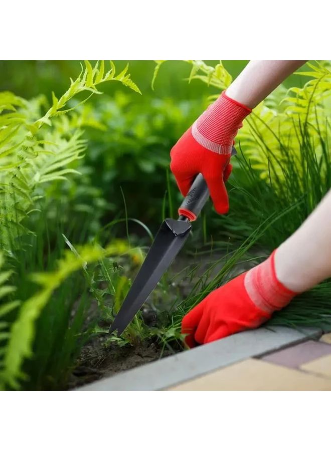 Black Ergonomic Garden Shovel with Red Glove Handle Durable Metal Plastic Root Digging Tool - Image 2