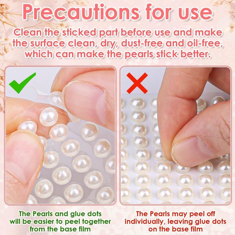 shynek 1980Pcs Self Adhesive Pearl Stickers, Shynek Pearls Sticker Gems for Hair, Face, Makeup, Eye, Nail, Crafts, Assorted Sizes - Image 5