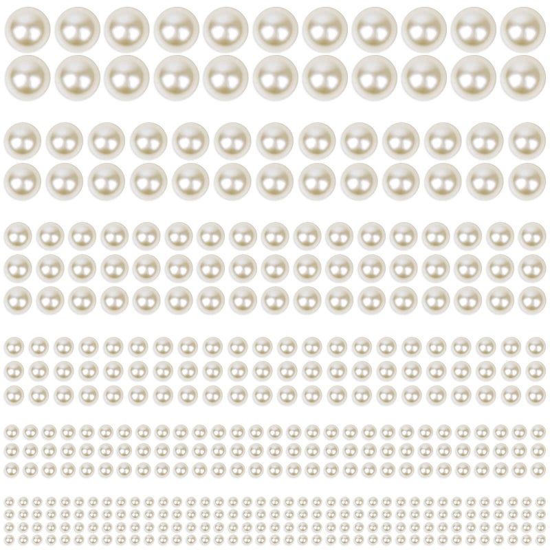 shynek 1980Pcs Self Adhesive Pearl Stickers, Shynek Pearls Sticker Gems for Hair, Face, Makeup, Eye, Nail, Crafts, Assorted Sizes - Image 1