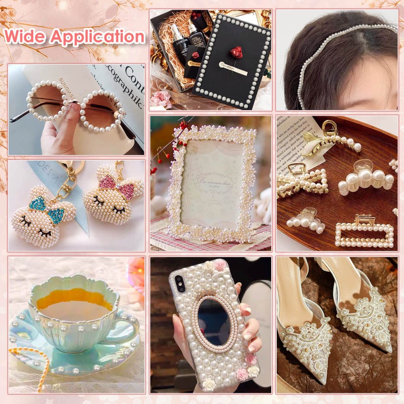 shynek 1980Pcs Self Adhesive Pearl Stickers, Shynek Pearls Sticker Gems for Hair, Face, Makeup, Eye, Nail, Crafts, Assorted Sizes - Image 4