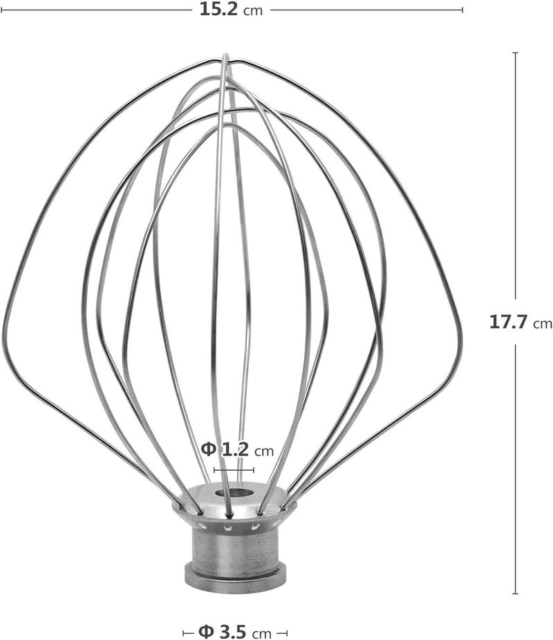 KITCHPOWER KN256WW 6-Wire Whip Attachment for KitchenAid 6 Quart Bowl-Lift Stand Mixer Accessory Replacement, Egg Cream Stirrer, Cakes Mayonnaise Stainless Steel Whisk - Image 2