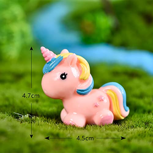MAOMIA Miniature Unicorn Figurines Statue, Rainbow Unicorn Cake Toppers Decoration Moss Landscape DIY Terrarium Crafts Ornament Home Decor(Pack of 8) - Image 5