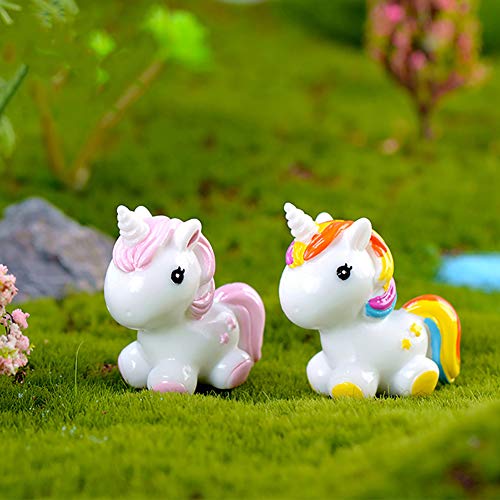 MAOMIA Miniature Unicorn Figurines Statue, Rainbow Unicorn Cake Toppers Decoration Moss Landscape DIY Terrarium Crafts Ornament Home Decor(Pack of 8) - Image 3