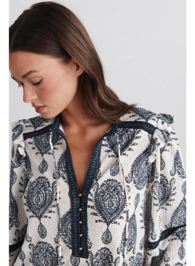 Springfield Printed ruffle blouse