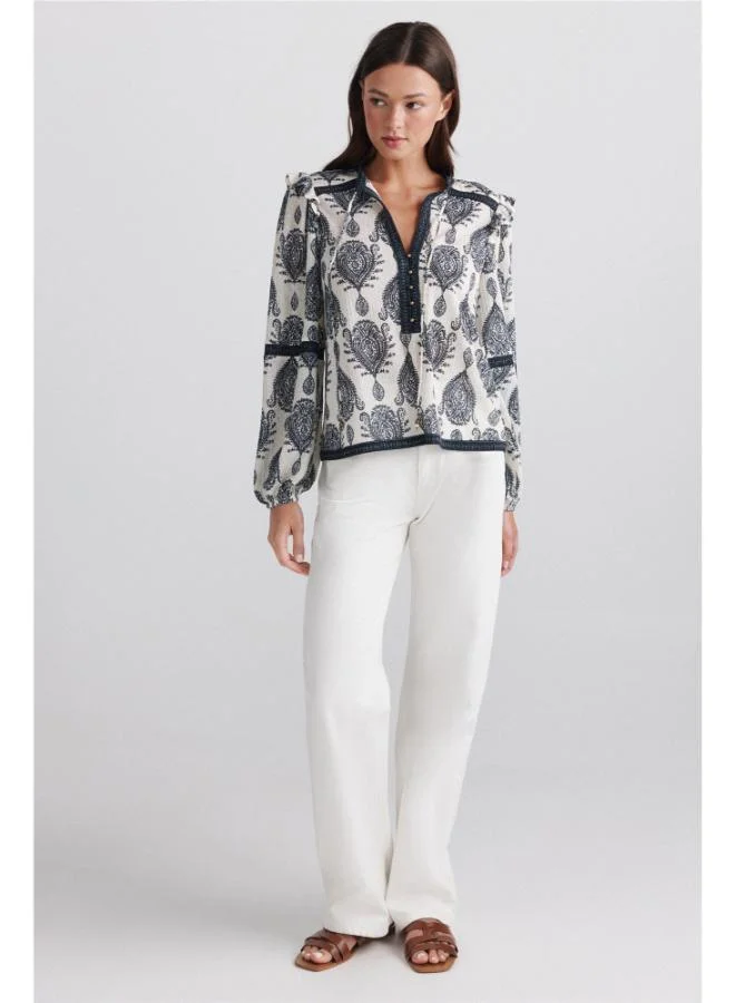 Springfield Printed ruffle blouse