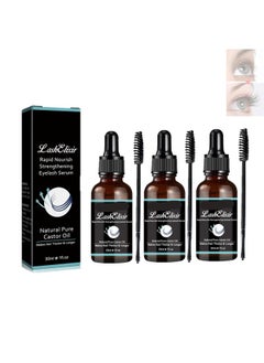 Gfouk Lash Elixir Rapid Growth Strengthening Eyelash Serum, 30ml Organic Castor Oil Eyelash Serum, Rapid Growth Strengthening Eyelash Serum (3PCS)