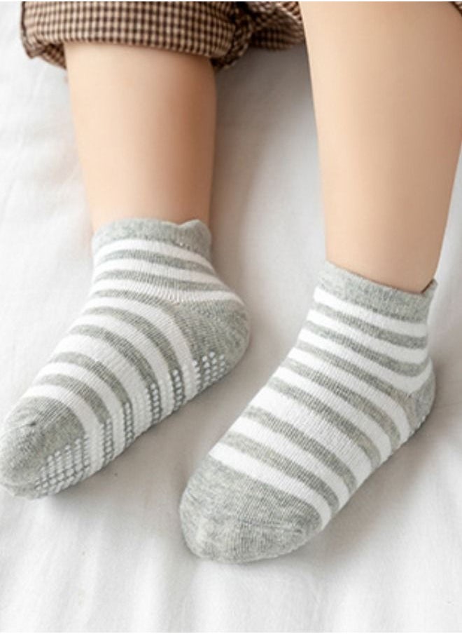 Generic - 6 Pairs Non Slip Baby Socks, Soft Cotton Ankle Socks with Non Skid Soles, Striped Socks for Infants Toddlers Under 1 year old - Image 1
