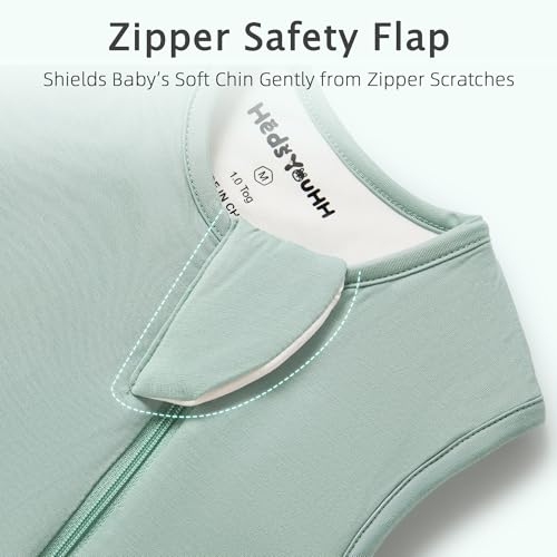 HEDSYOUHH 1.0 Tog Baby Sleep Sack, Wearable Blanket for Infants & Toddlers, Bamboo Rayon, 2-Way Zipper, Sleeping Bag for Newborn Babies, Lightweight for Spring & Autumn,Sage,M - Image 3