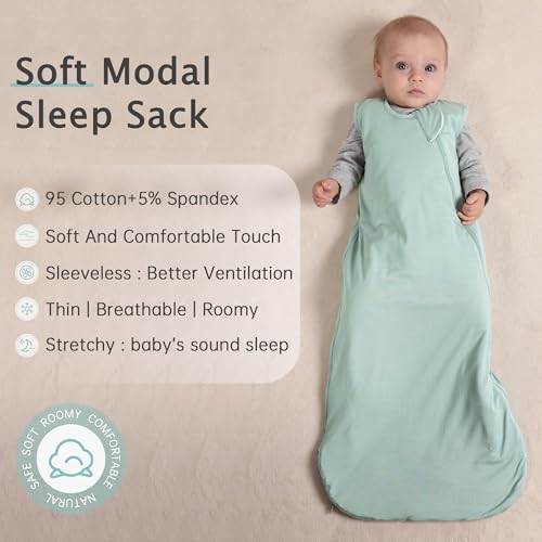 HEDSYOUHH 1.0 Tog Baby Sleep Sack, Wearable Blanket for Infants & Toddlers, Bamboo Rayon, 2-Way Zipper, Sleeping Bag for Newborn Babies, Lightweight for Spring & Autumn,Sage,M - Image 2