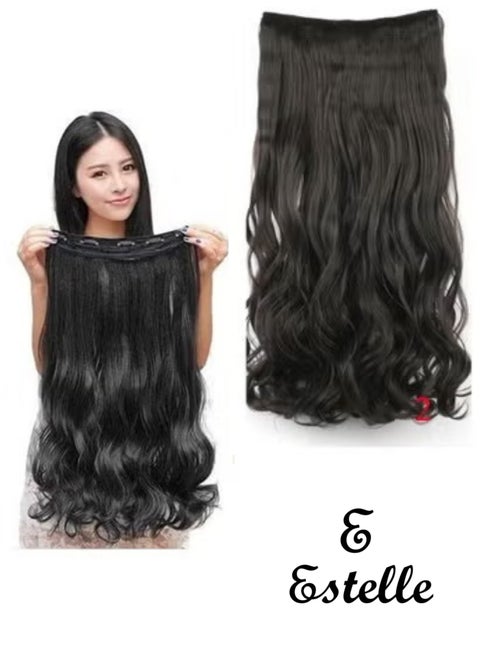 Eestelle Full Head One Piece Long Straight and Body Wave Hair Extension With 5 Clips Suitable for Women and Girls (Color No 2 Body Wave)