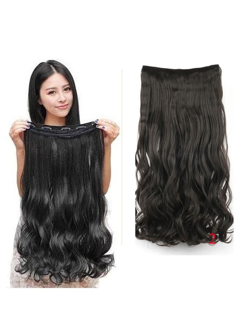 Eestelle Full Head One Piece Long Straight and Body Wave Hair Extension With 5 Clips Suitable for Women and Girls (Color No 2 Body Wave)