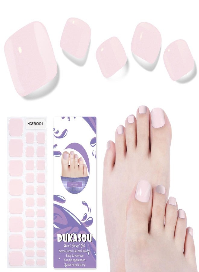 DUKASOU Semi Cured Gel Toe Nail Strips,32 Pcs Toe Nail Stickers Wraps(Peach Orchard),Long Lasting Gel Strips with UV Lamp Required,Nail Art Stickers Easy to Apply - Image 1