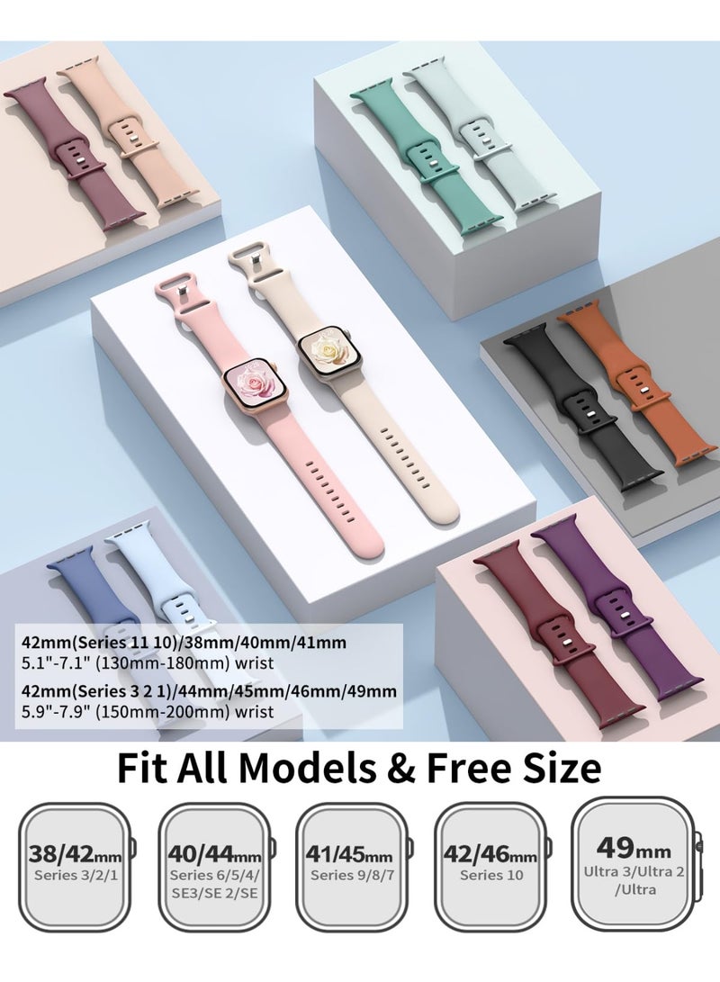 6 Pack Sport Bands Compatible with Apple Watch Band 38mm 40mm 41mm 42mm 44mm 45mm 49mm 46mm,Silicone Waterproof Strap for iWatch Apple Watch Series 11 10 9 Ultra 8 7 6 5 4 3 2 6 SE Women Men - Image 3