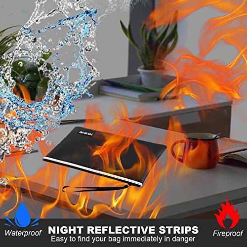 MUBYE Fireproof Waterproof Money Document Bag - Safe Zipper Bags with Reflective Strip, Fire & Water Proof Storage Organizer Pouch for A4 Important Documents Holder,File,Cash,Passport,Tablet (13.4" x 9.8") - Image 2