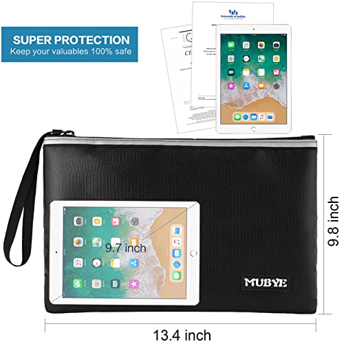 MUBYE Fireproof Waterproof Money Document Bag - Safe Zipper Bags with Reflective Strip, Fire & Water Proof Storage Organizer Pouch for A4 Important Documents Holder,File,Cash,Passport,Tablet (13.4" x 9.8") - Image 4
