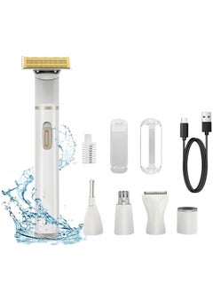 Womens Electric Razor, 5 in 1 Electric Lady Shaver Bikini Trimmer for Women Pubic Hair, Hair Removal Wet&Dry Painless Shaver for Legs Underarms Eyebrow Lip Face Nose and Bikini Line Razor