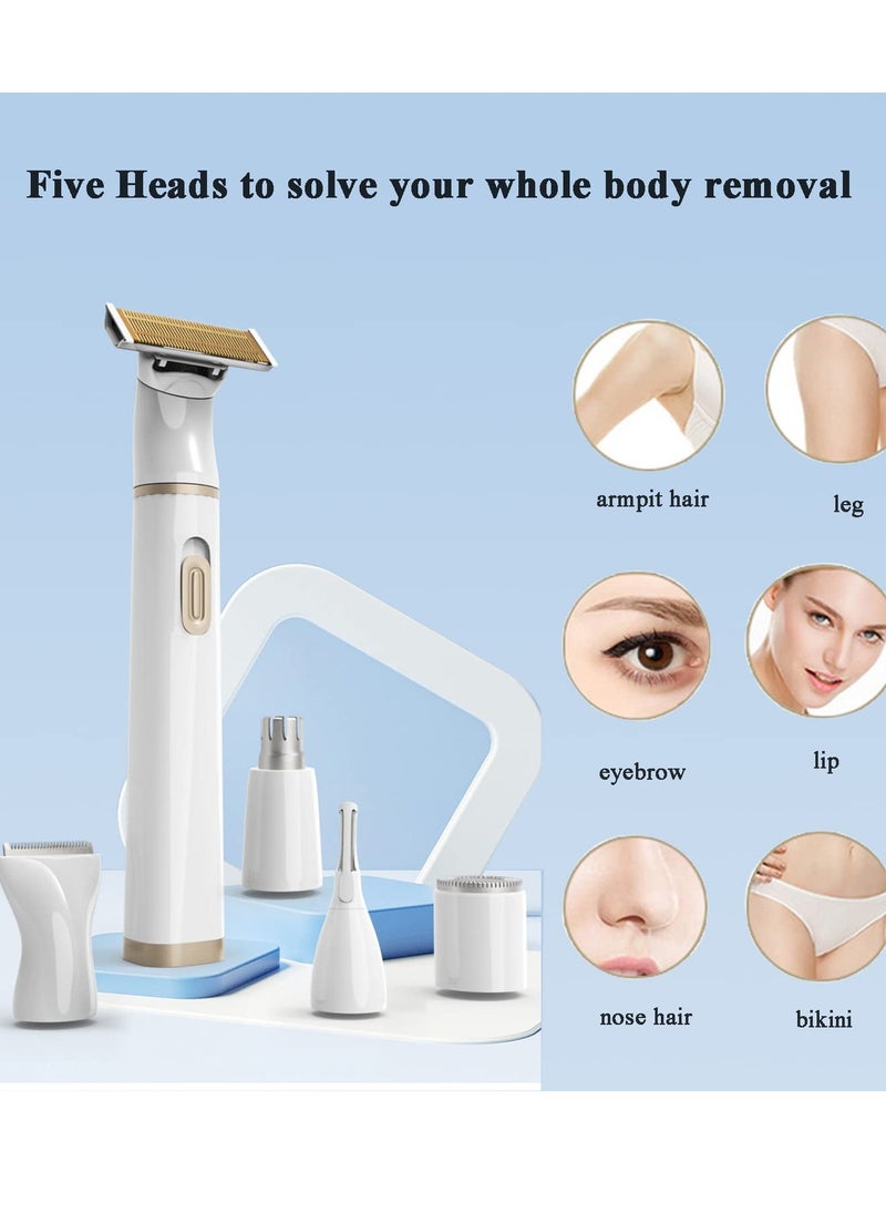 SYOSI - Womens Electric Razor, 5 in 1 Electric Lady Shaver Bikini Trimmer for Women Pubic Hair, Hair Removal Wet&Dry Painless Shaver for Legs Underarms Eyebrow Lip Face Nose and Bikini Line Razor - Image 1