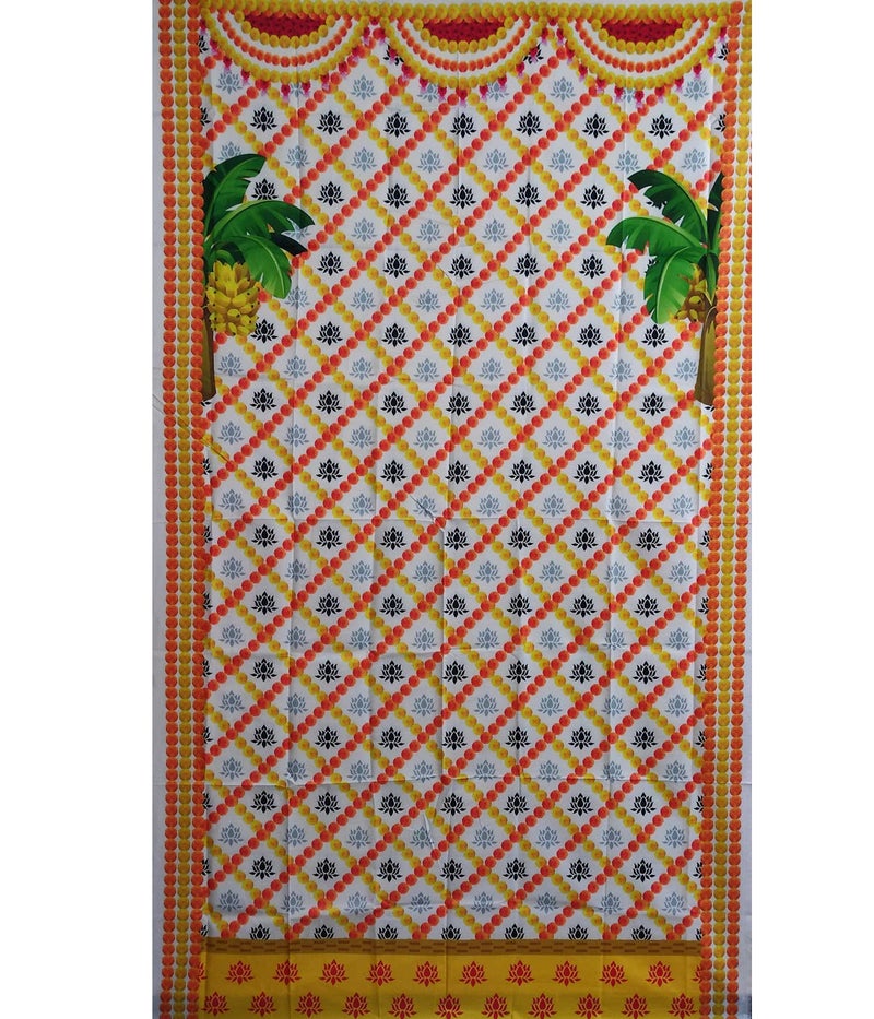 ZESTENTER ZestEnter Backdrop Cloth with Lotus Design for Any Household Functions Like Wedding House Warming Pooja Decorations 