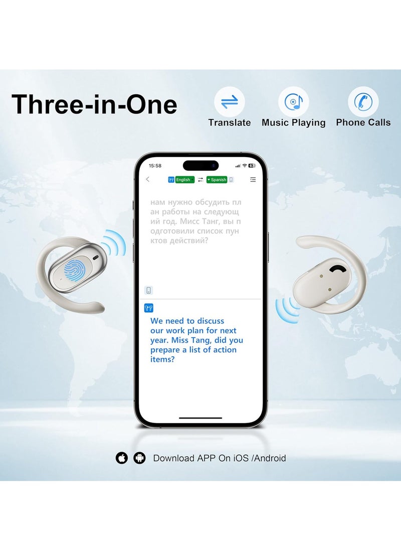 lekikpo AI Translator Earbuds, Language Translator Earphone 3-in-1 Real-Time Translation Device TWS 144 Languages & 8 Offline iOS and Android (Milky White)  - Image 2