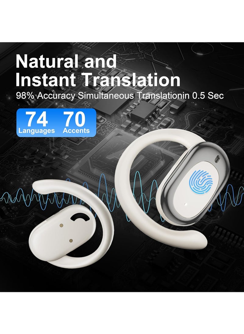 lekikpo AI Translator Earbuds, Language Translator Earphone 3-in-1 Real-Time Translation Device TWS 144 Languages & 8 Offline iOS and Android (Milky White)  - Image 5