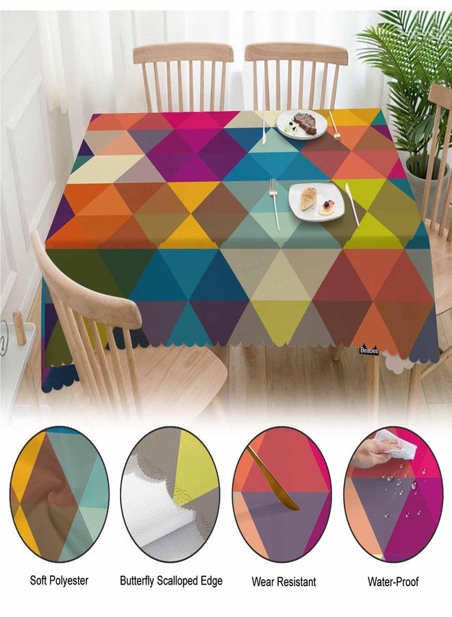 Beabes Geometric Mosaic Table Cloth Rectangle Table 52"X70", Rainbow Triangles Mosaic Pattern Wipeable Table Cover for Dinner Kitchen, Outdoor Tablecloth for Party Banquets Weddings - Image 4