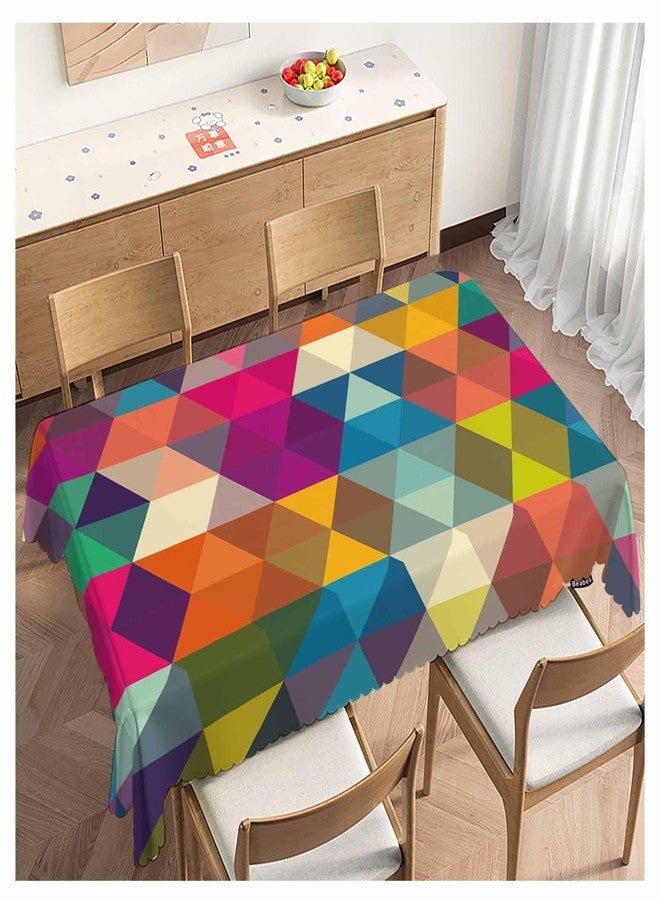 Beabes Geometric Mosaic Table Cloth Rectangle Table 52"X70", Rainbow Triangles Mosaic Pattern Wipeable Table Cover for Dinner Kitchen, Outdoor Tablecloth for Party Banquets Weddings - Image 1