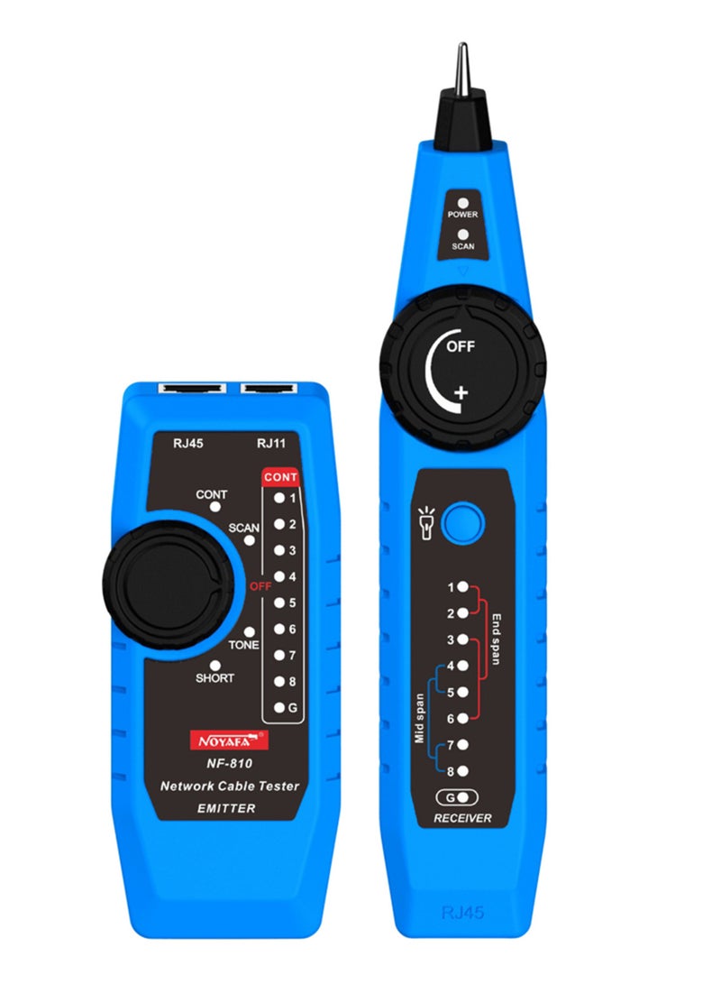 NOYAFA NF-810 Network Cable Tester Kit for RJ11 RJ45 CAT5 CAT6 LAN Cable Multi Function Wire Tracker Wiremap PoE TEL Testing Line Finder with LED Light Earphone Tool Bag - Image 2