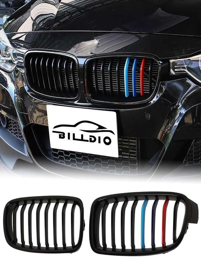 BILLDIO F30 Grille - Front Kidney Grill Color Grille Compatible With 2012-2018 BMW 3 series F30 F31 320i 328i 328d 330e 330i 335i 340i 328i,ABS Gloss Black Single Slat - Image 1