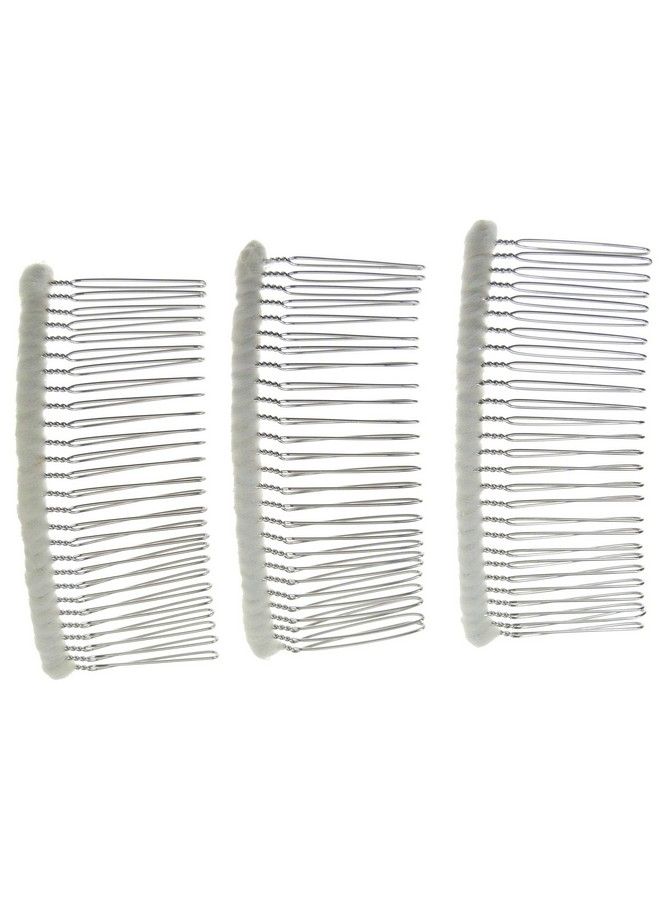Enchanted Brides 27 Teeth Fancy Diy Tullewrapped Metal Wire Hair Combs For Bridal Wedding Veil Combs(C266X3) (Ivory) - Image 2