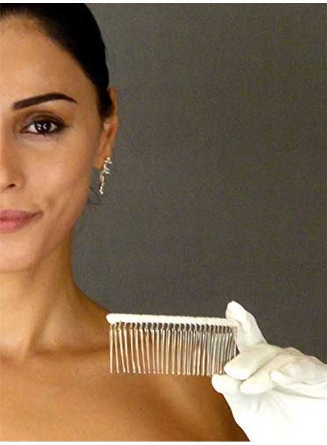 Enchanted Brides 27 Teeth Fancy Diy Tullewrapped Metal Wire Hair Combs For Bridal Wedding Veil Combs(C266X3) (Ivory) - Image 3