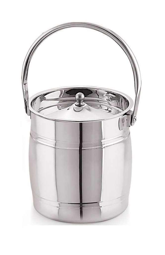 Priya Stainless Steel Apple Milk Can/Milk Barni/Milk Pot/Oil Can with Lid – 2 Litre Capacity, 5.9 Inch Diameter | Rust-Resistant, Durable & Easy to Clean Container for Home & Kitchen Use - Image 1