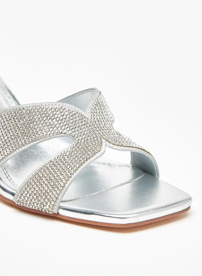 Celeste Womens Embellished SlipOn Sandals with Block Heels