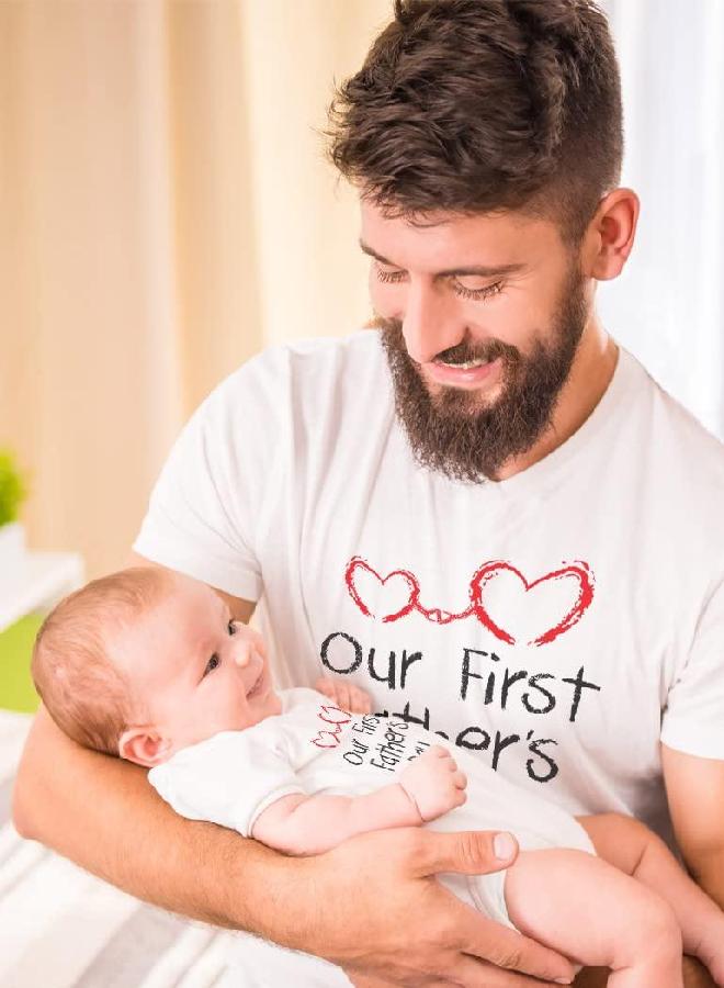 Tstars Tstars First Fathers Day Dad and Baby Matching Outfits Father Son Daughter Shirts Set Dad White Medium/Baby White 12M (6-12M) - Image 2