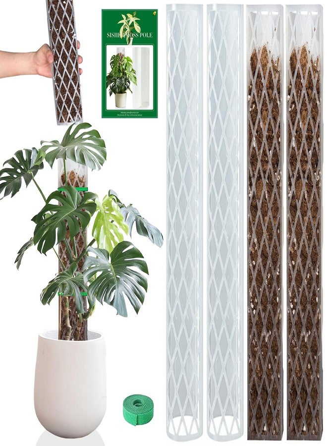 Sisher Monstera Moss Pole 4pcs Plastic Moss Pole for Climbing Plants Work with Sphagnum Moss 16 Inch D Shaped Poles Sturdy Plant Support Stakes Plant for Indoo Plants, White - Image 1