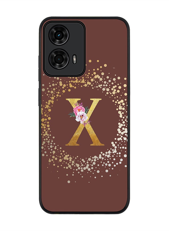 Stylizedd For Motorola Moto G04 / G04s Case,Slim fit Camera Protection, Shockproof Thin Phone cover - Custom Monogram Floral - X (Brown ) - Image 1