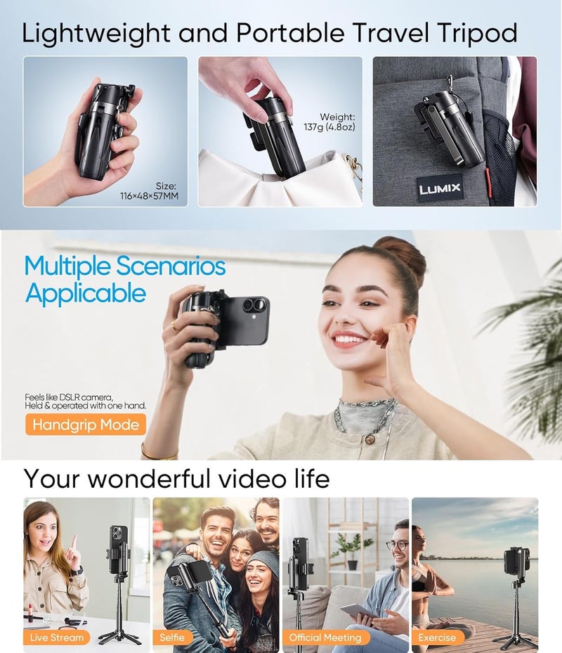 FKU 2025 Stainless Steel P15 MINI Pocket Monopod Retractable Selfie Stick Tripod with Wireless Shutter with Keychain Pocket Size,3 in 1 Mini Phone Grip 2 Cold Shoe,10M/393.7'' Wireless Shutter (P15) - Image 3