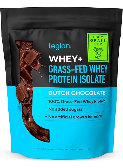 Whey+ Chocolate Whey Isolate Protein Powder From Grass Fed Cows - Non-Gmo, Lactose Free, Sugar Free, Natural Whey Protein Isolate 30 Servings