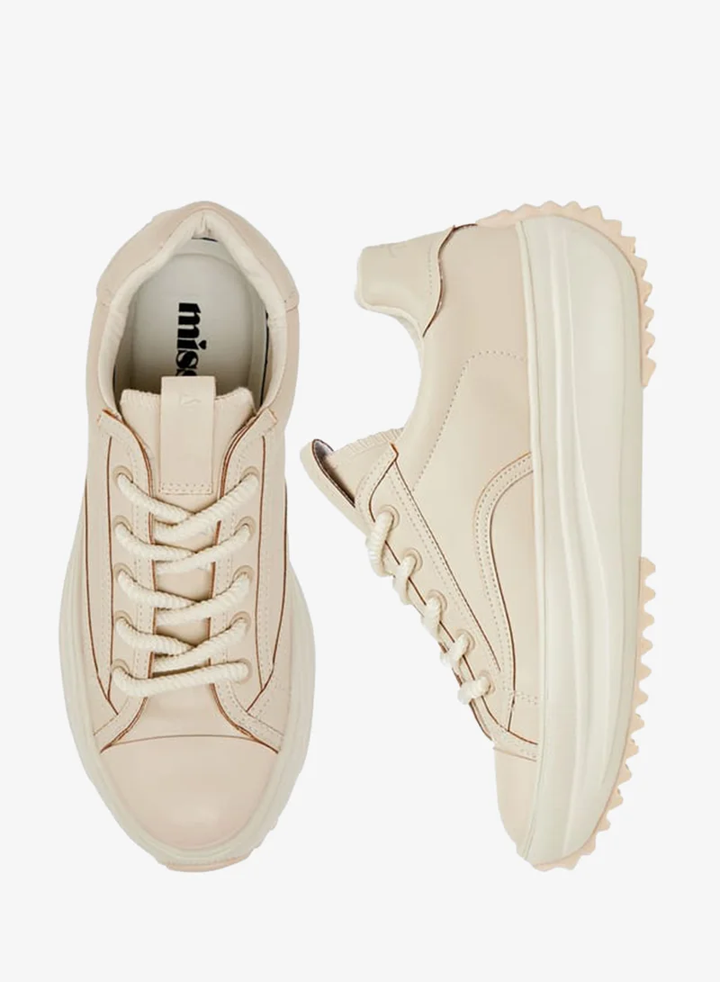 MISSY Women Solid Chunky Sole Sneakers with Lace-Up Closure