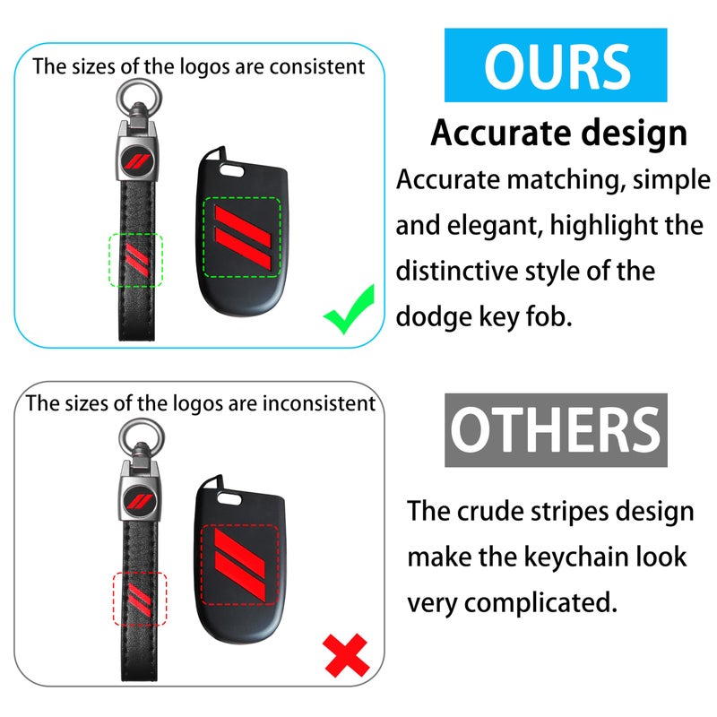 YOSRTER Key Fob Cover with Keychain for Dodge Charger Durango Challenger Journey Dart Remote Control Key Fob Protect Shell Key Holder for Dodge Accessories (Red Trim) - Image 2